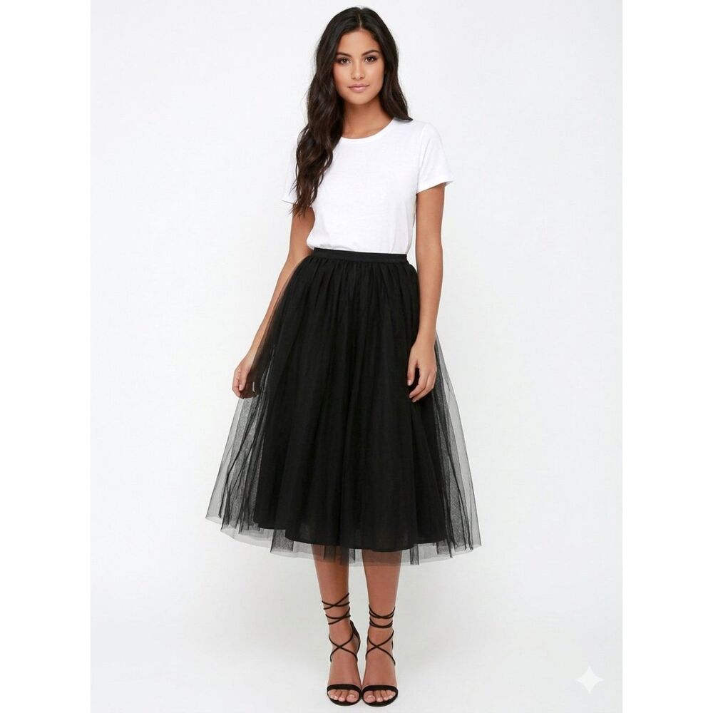 Lulus - Black Tulle Maxi Skirt